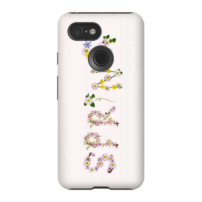 Pixel 3 StrongFit Spring - Flower Typography  by  Utart