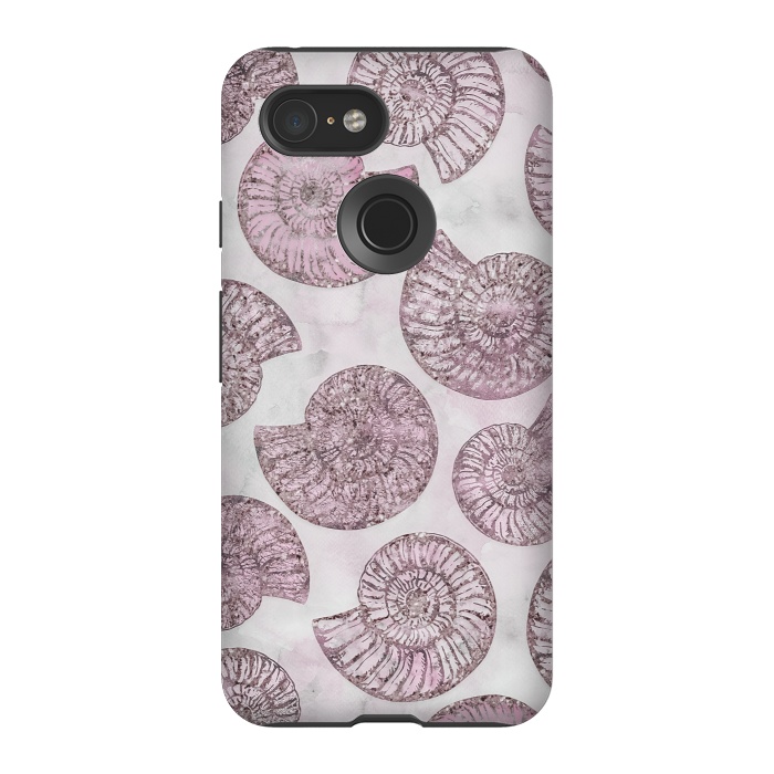 Pixel 3 StrongFit Soft Pink Fossils  by Andrea Haase