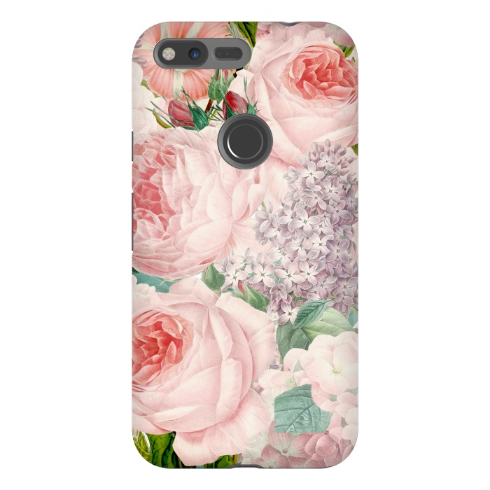 Pixel XL StrongFit Pink Retro Watercolor Roses by  Utart