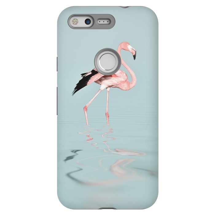 Pixel StrongFit Flamingo On Turquoise Waters by Andrea Haase