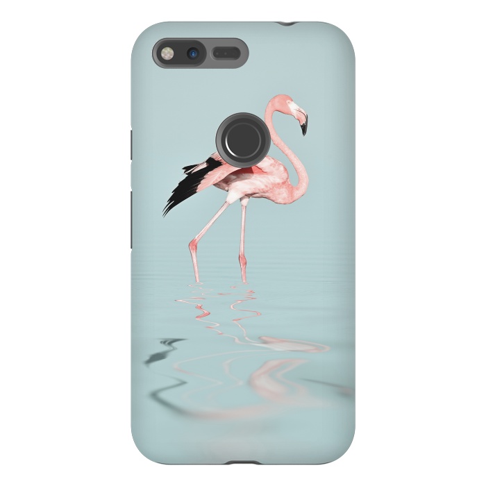 Pixel XL StrongFit Flamingo On Turquoise Waters by Andrea Haase