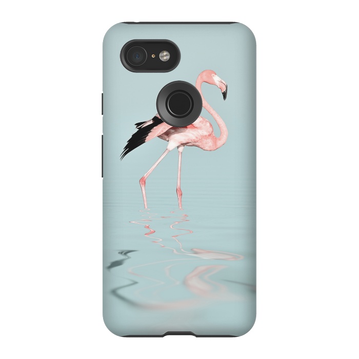 Pixel 3 StrongFit Flamingo On Turquoise Waters by Andrea Haase