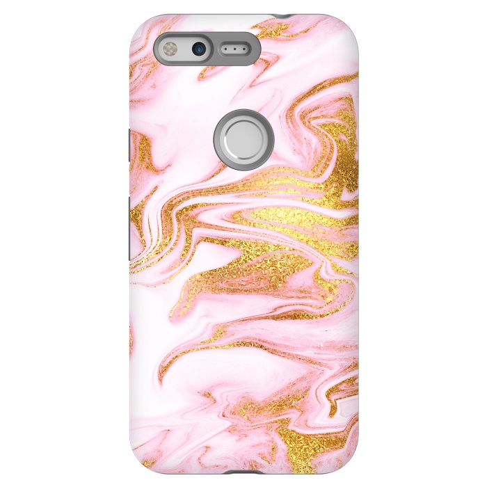 Pixel StrongFit Pink and gold Fluid Marble by  Utart