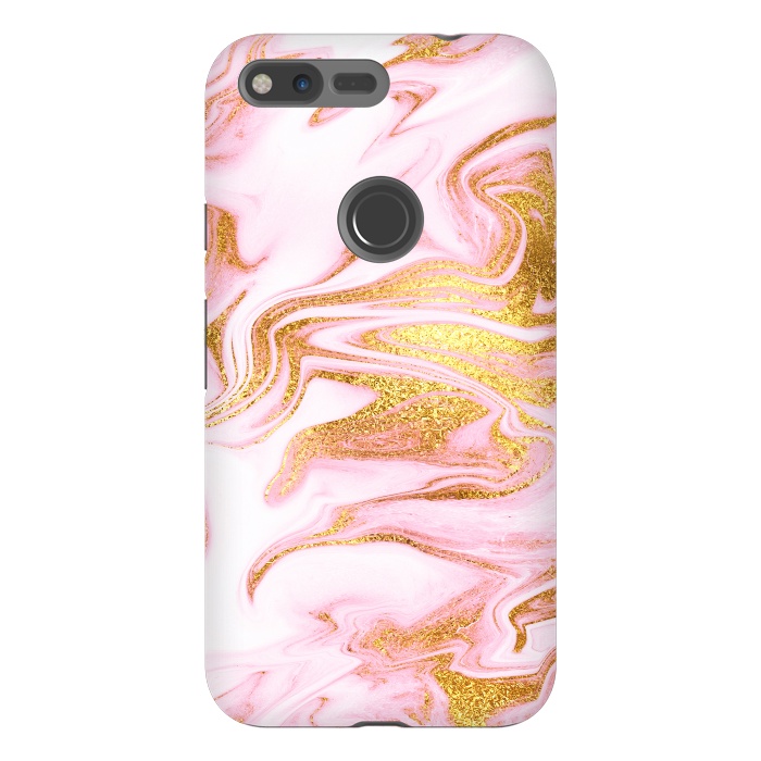 Pixel XL StrongFit Pink and gold Fluid Marble by  Utart