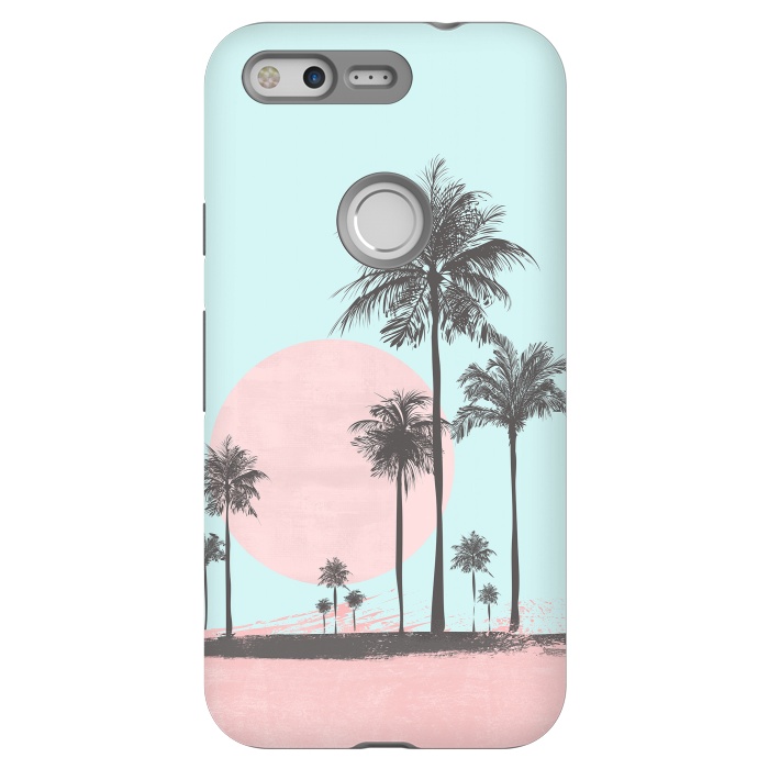 Pixel StrongFit Beachfront Palm Tree Sunset by Andrea Haase