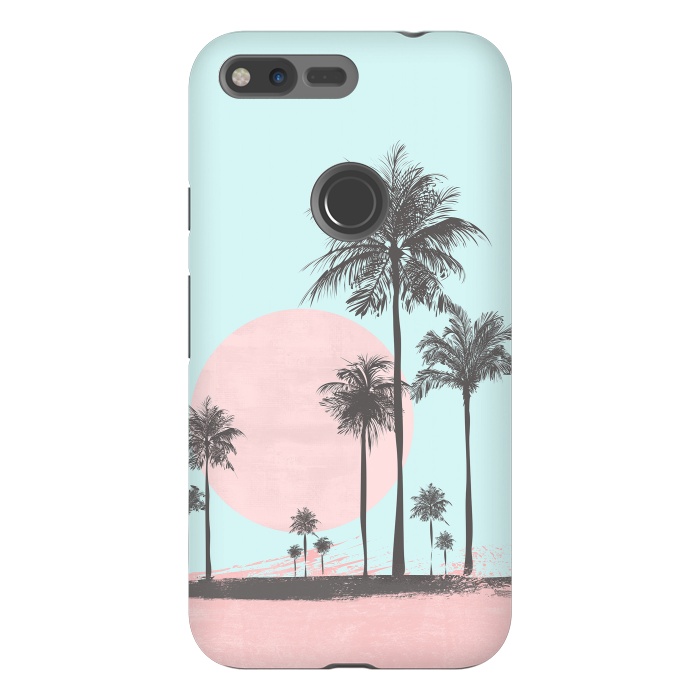 Pixel XL StrongFit Beachfront Palm Tree Sunset by Andrea Haase