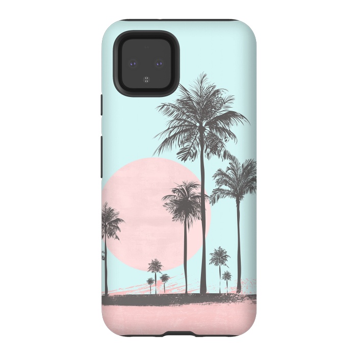 Pixel 4 StrongFit Beachfront Palm Tree Sunset by Andrea Haase