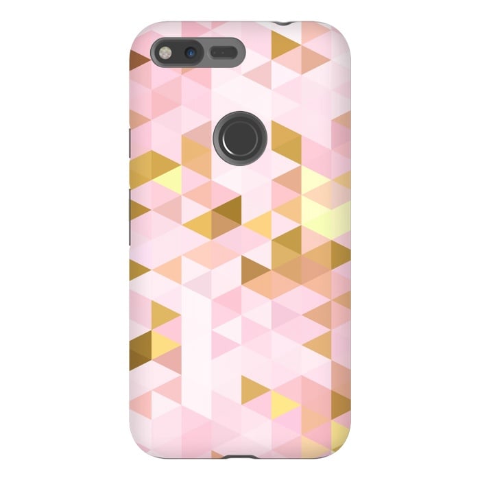 Pixel XL StrongFit Pink and Rose Gold Marble Triangle Pattern by  Utart