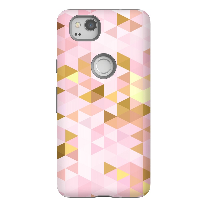 Pixel 2 StrongFit Pink and Rose Gold Marble Triangle Pattern by  Utart