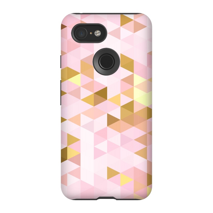 Pixel 3 StrongFit Pink and Rose Gold Marble Triangle Pattern by  Utart