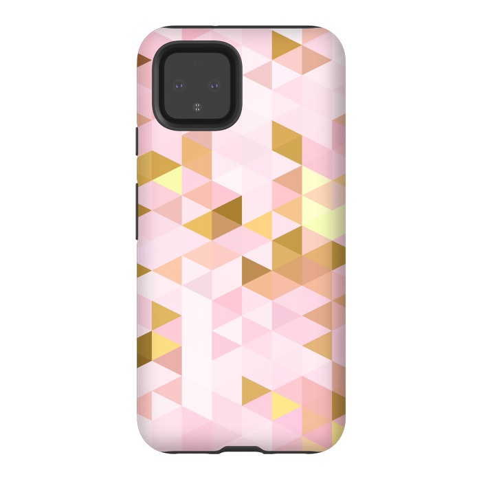 Pixel 4 StrongFit Pink and Rose Gold Marble Triangle Pattern by  Utart