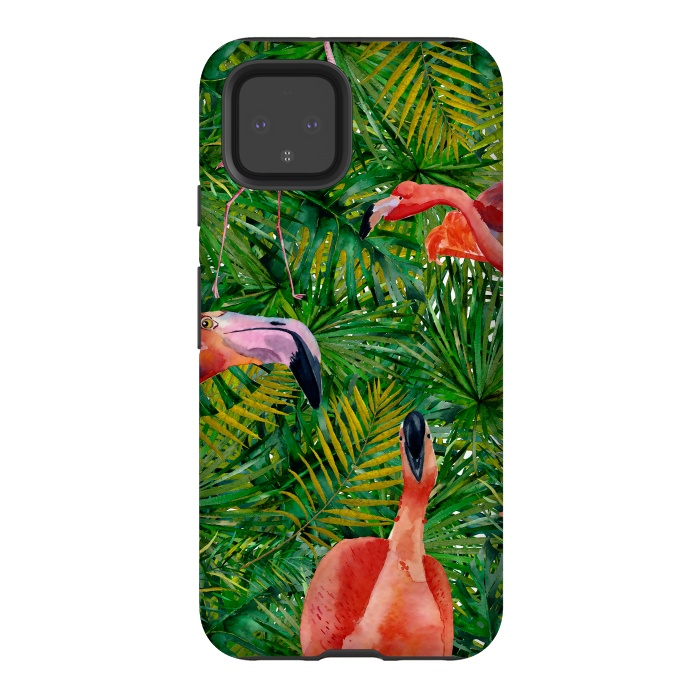 Pixel 4 StrongFit Flamingo Jungle Party by  Utart