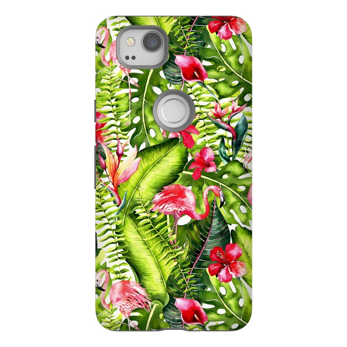 Pixel 2 StrongFit Flower Jungle and Flamingo  by  Utart