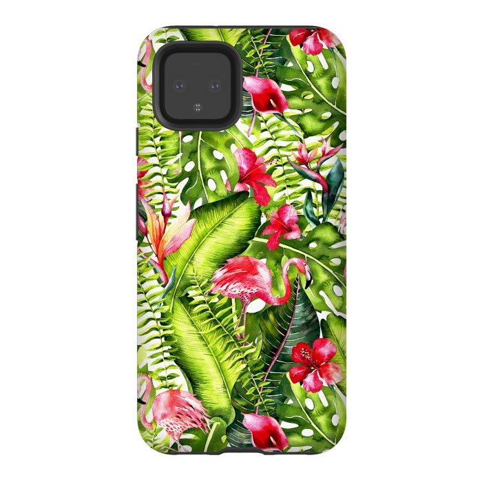 Pixel 4 StrongFit Flower Jungle and Flamingo  by  Utart