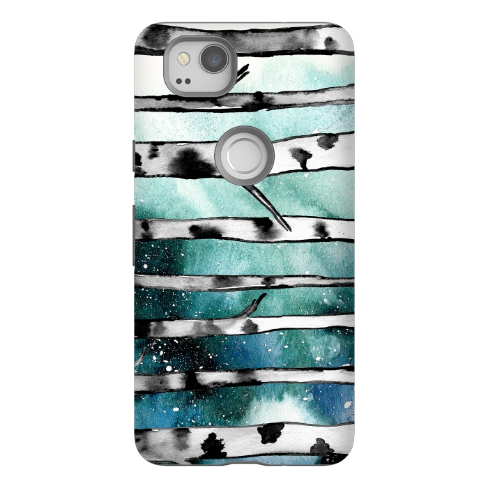 Pixel 2 StrongFit Abstract Birch Teal  by Amaya Brydon