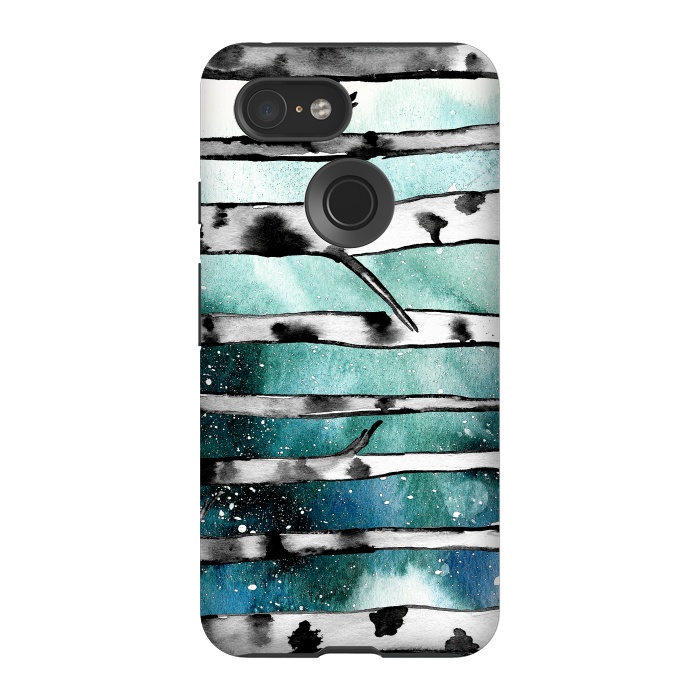 Pixel 3 StrongFit Abstract Birch Teal  by Amaya Brydon