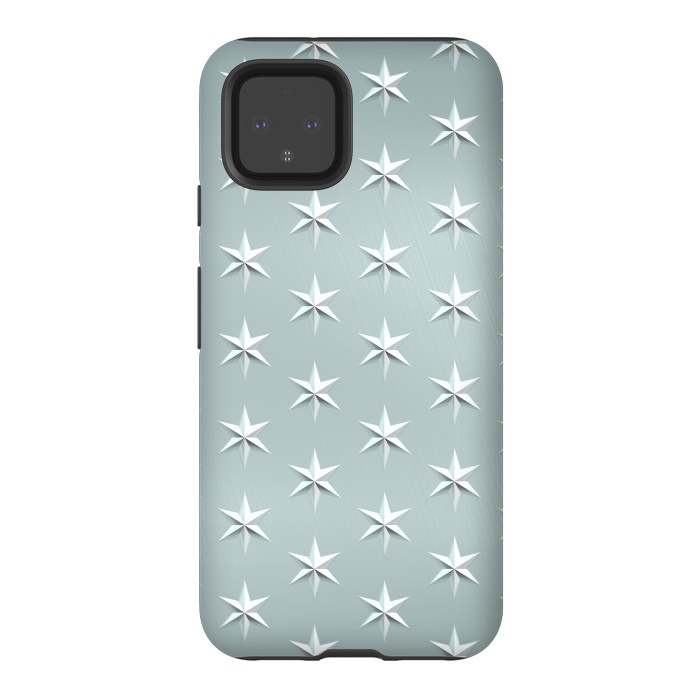 Pixel 4 StrongFit Silver Stars On Teal Metal by Andrea Haase