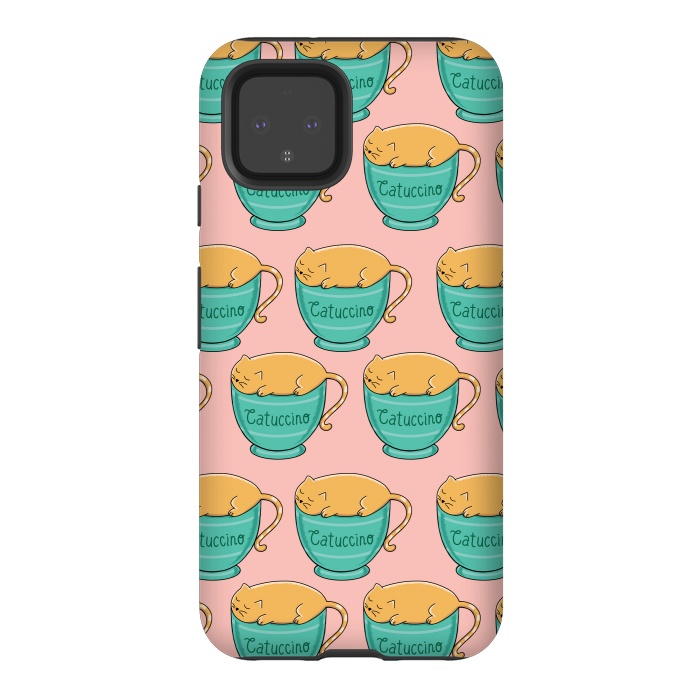 Pixel 4 StrongFit Catuccino Pattern 2 by Coffee Man