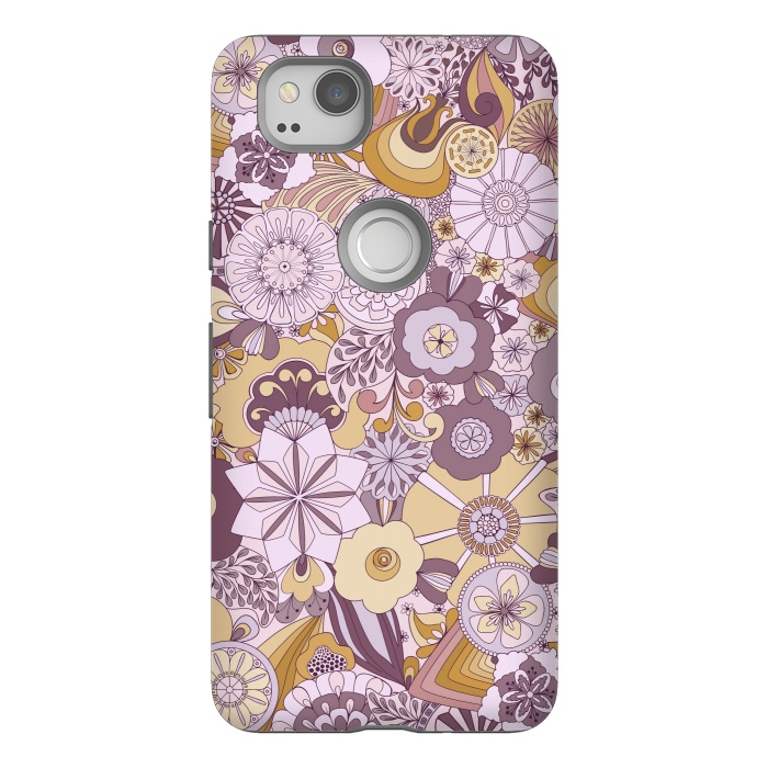 Pixel 2 StrongFit Flowers, Flowers Everywhere Purple and Mustard by Paula Ohreen