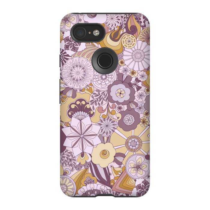 Pixel 3 StrongFit Flowers, Flowers Everywhere Purple and Mustard by Paula Ohreen