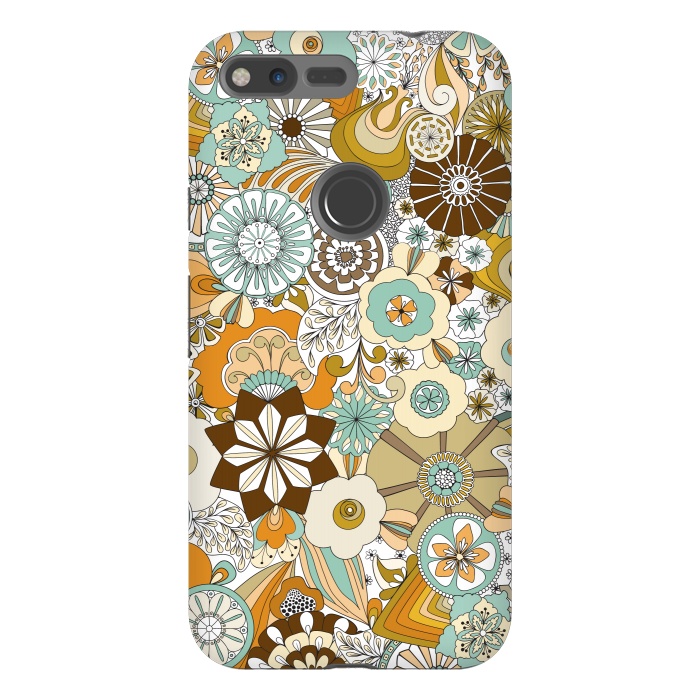 Pixel XL StrongFit Flowers, Flowers Everywhere Retro Colors by Paula Ohreen