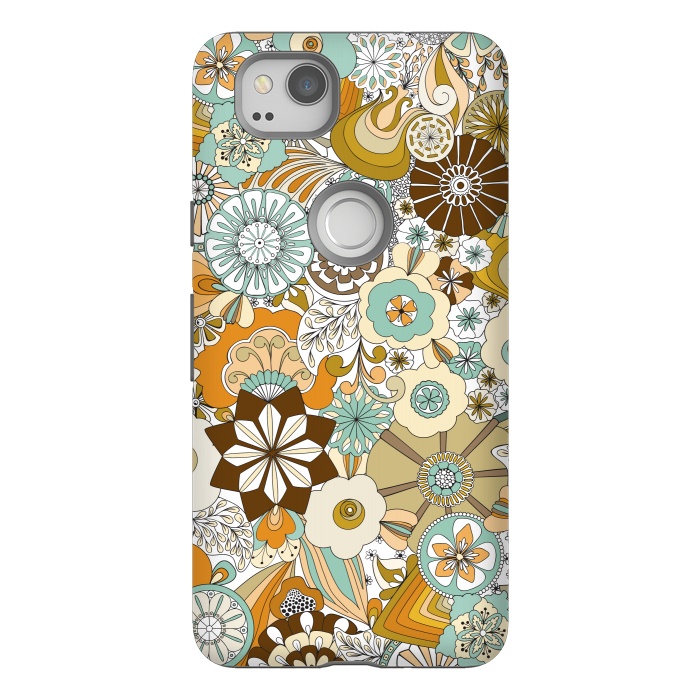 Pixel 2 StrongFit Flowers, Flowers Everywhere Retro Colors by Paula Ohreen