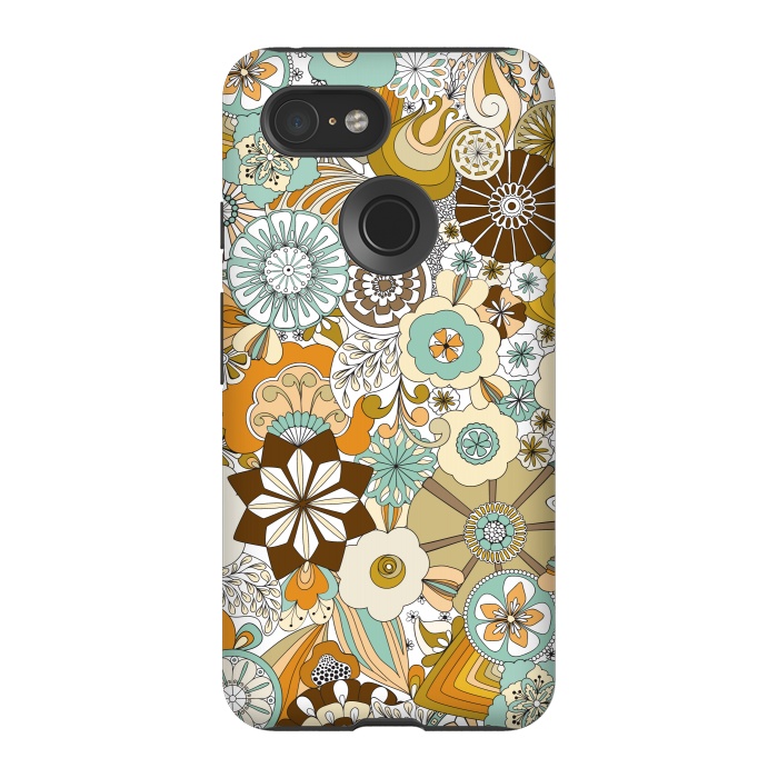 Pixel 3 StrongFit Flowers, Flowers Everywhere Retro Colors by Paula Ohreen