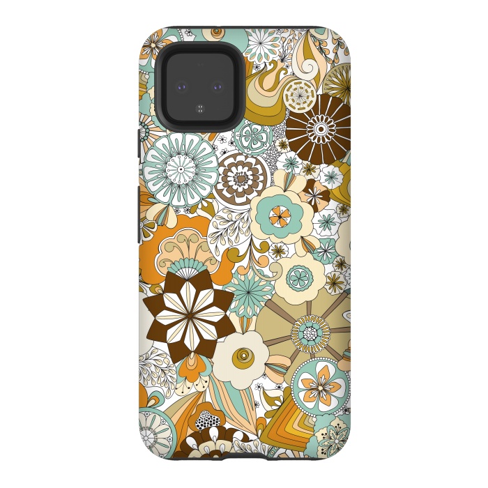 Pixel 4 StrongFit Flowers, Flowers Everywhere Retro Colors by Paula Ohreen