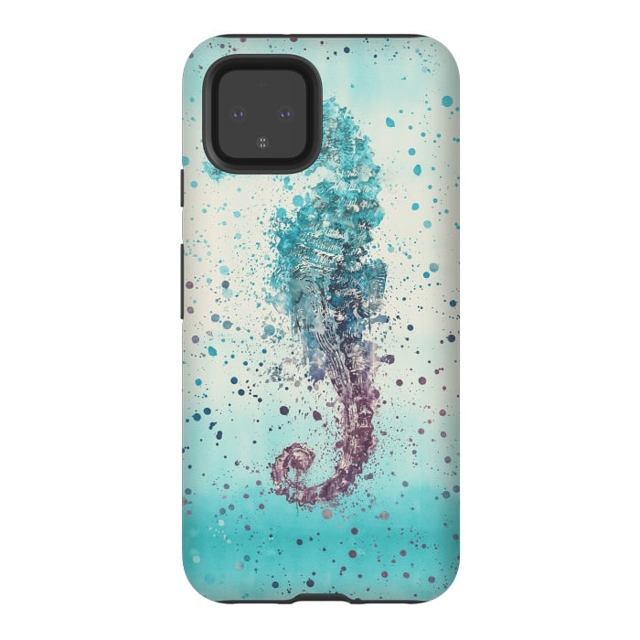 Pixel 4 StrongFit Seahorse Watercolor Art by Andrea Haase