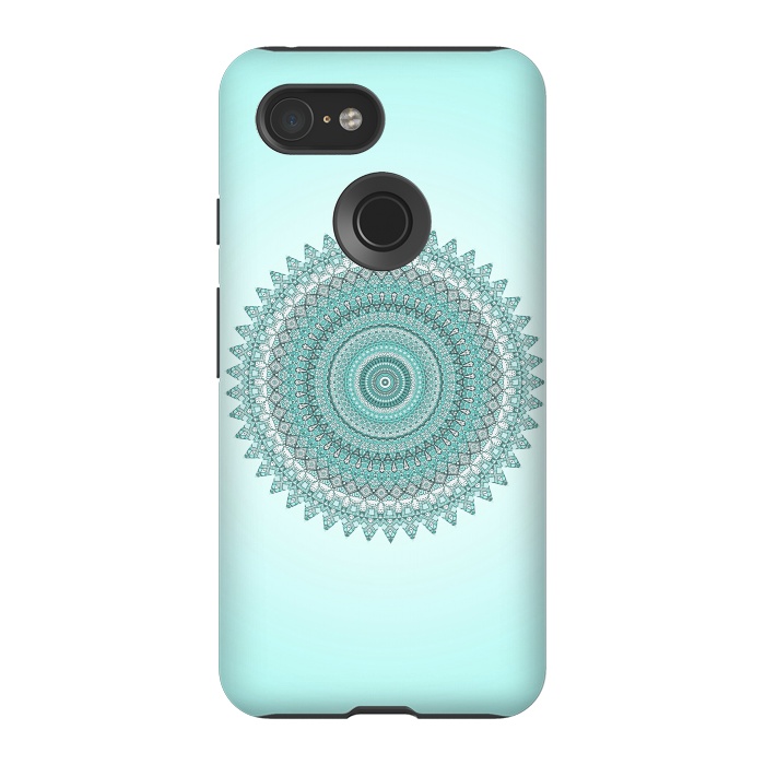 Pixel 3 StrongFit Magical Teal Mandala by Andrea Haase