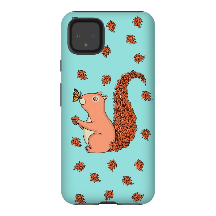 Pixel 4XL StrongFit Squirrel and Butterfly by Coffee Man
