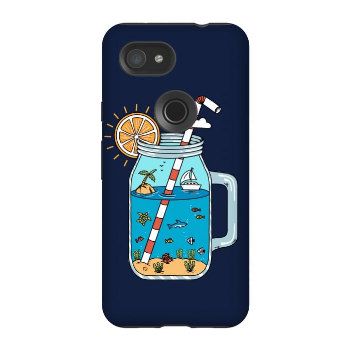 Pixel 3A StrongFit Drink Landscape Blue by Coffee Man