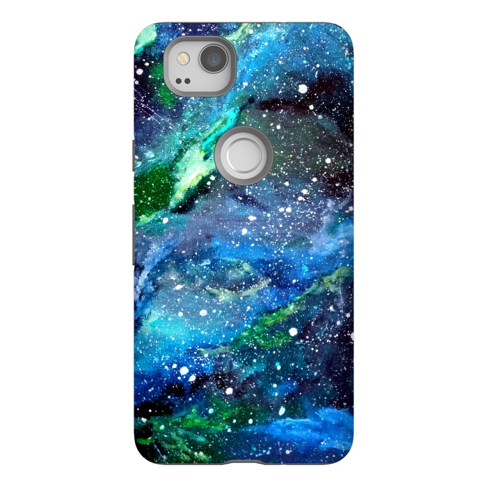 Pixel 2 StrongFit Galaxy in Blue and Green by Gringoface Designs