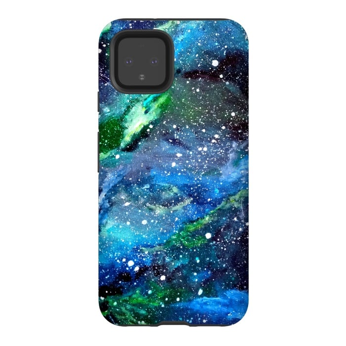 Pixel 4 StrongFit Galaxy in Blue and Green by Gringoface Designs