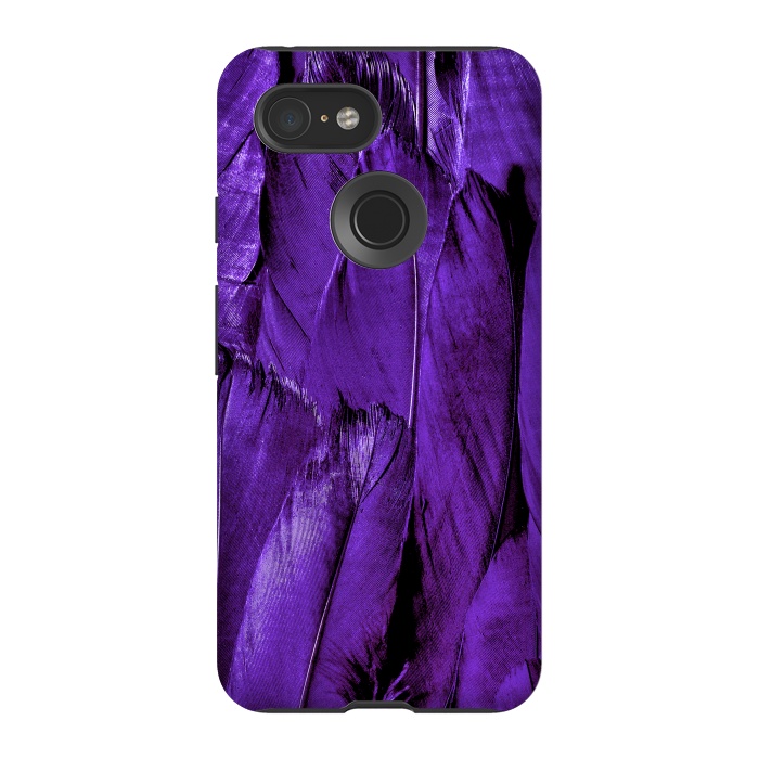 Pixel 3 StrongFit Purple Feathers by Andrea Haase