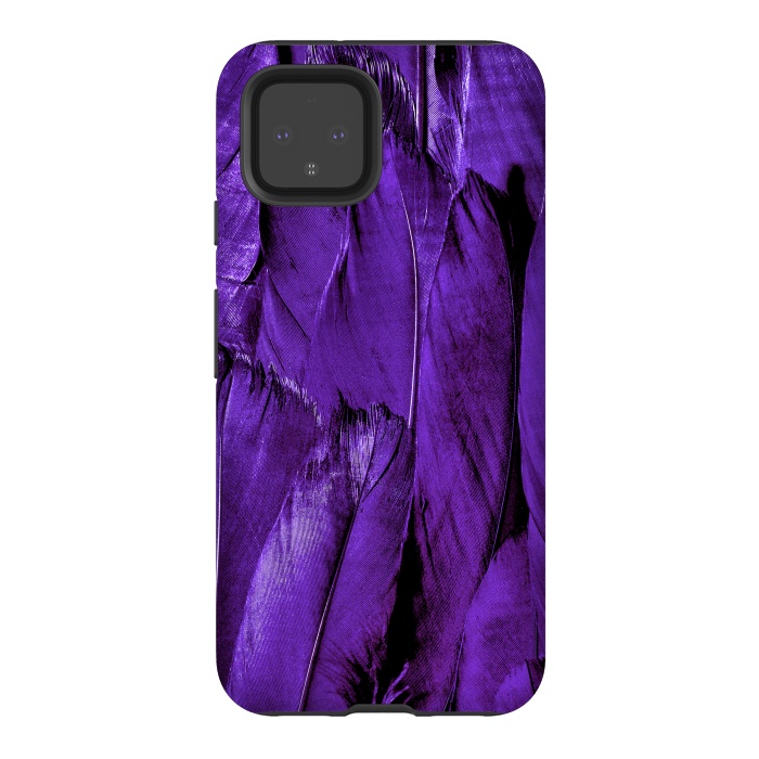 Pixel 4 StrongFit Purple Feathers by Andrea Haase