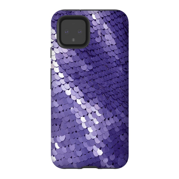 Pixel 4 StrongFit Shiny Purple Sequins  by Andrea Haase