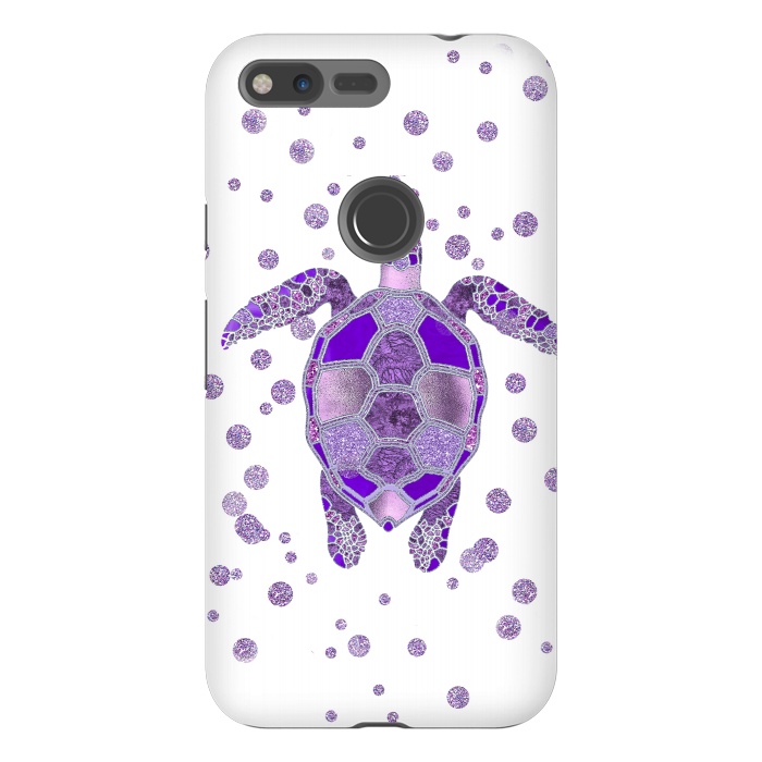 Pixel XL StrongFit Shimmering Purple Turtle by Andrea Haase