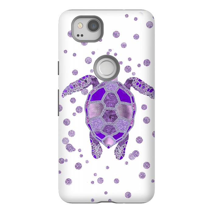 Pixel 2 StrongFit Shimmering Purple Turtle by Andrea Haase