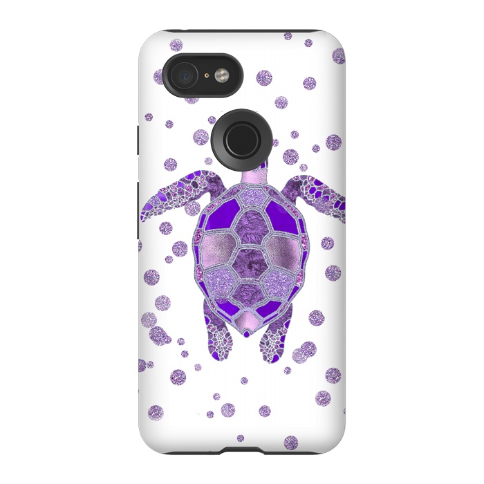 Pixel 3 StrongFit Shimmering Purple Turtle by Andrea Haase