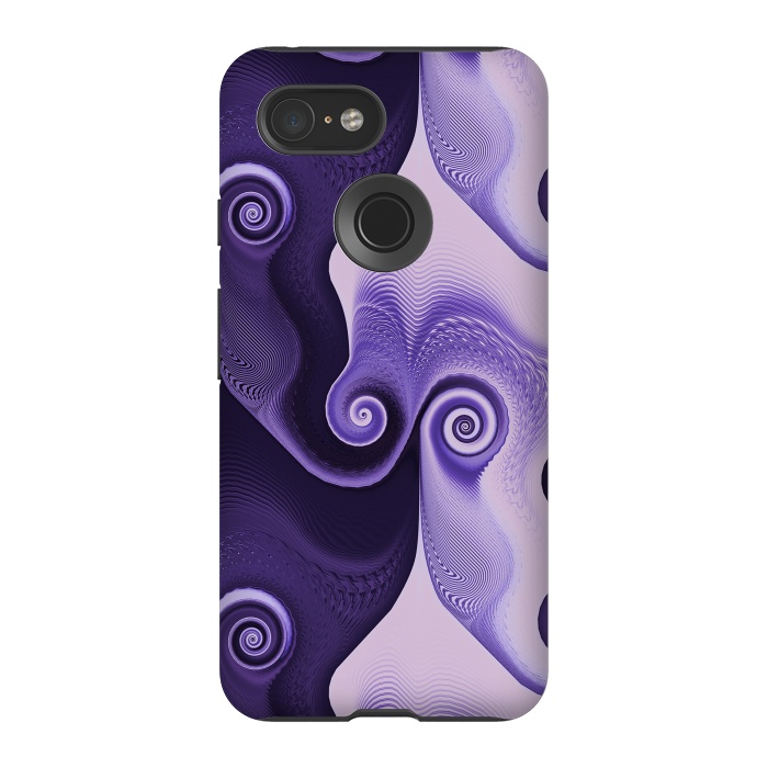 Pixel 3 StrongFit Fancy Purple Spirals by Andrea Haase