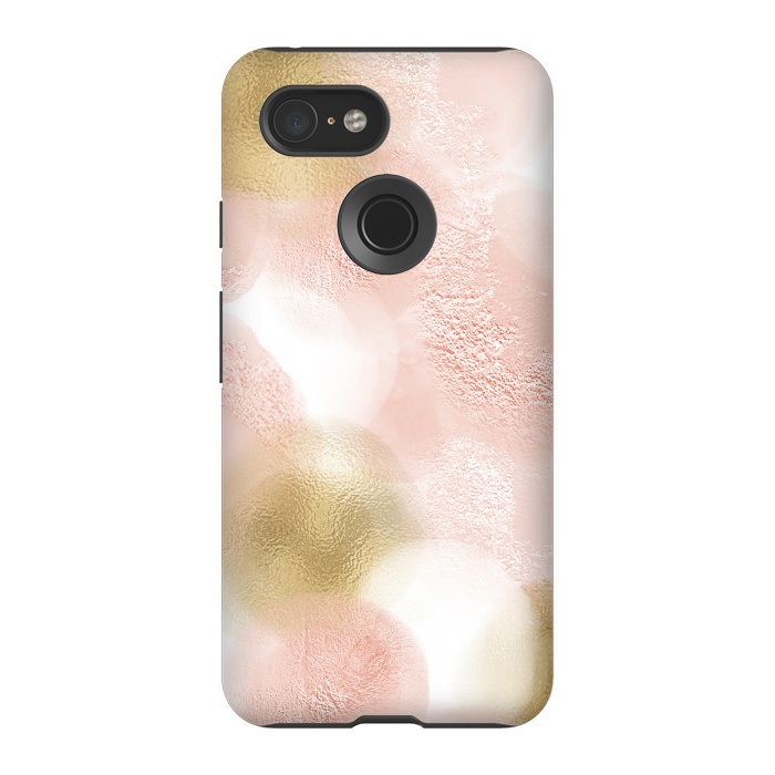 Pixel 3 StrongFit Gold and Pink Blush Dots by  Utart