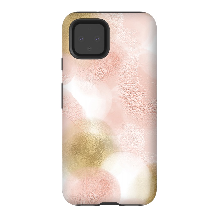 Pixel 4 StrongFit Gold and Pink Blush Dots by  Utart