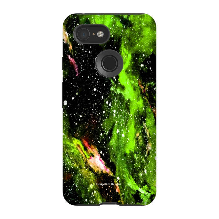 Pixel 3 StrongFit Green Galaxy by Gringoface Designs