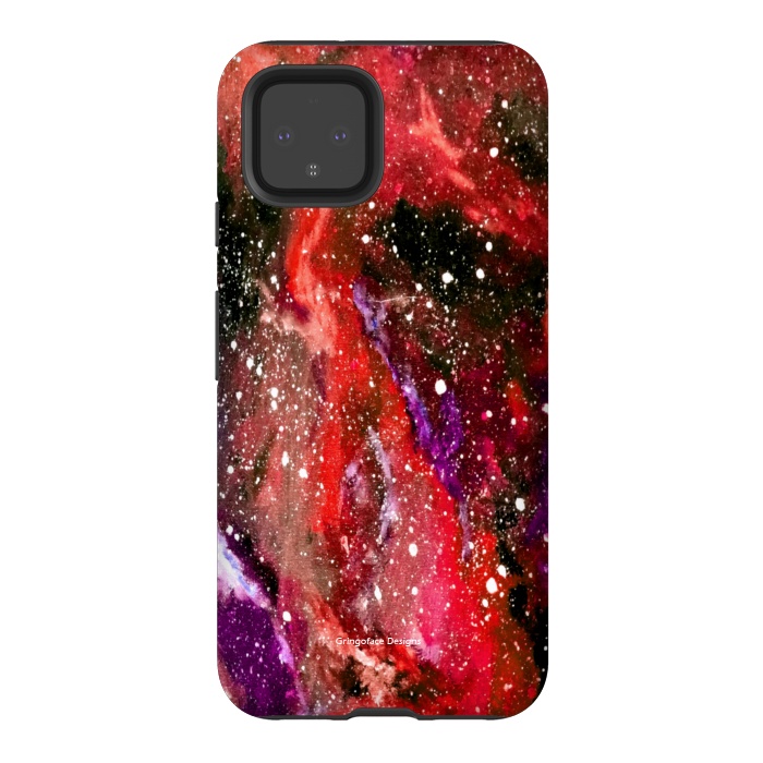 Pixel 4 StrongFit Red Galaxy by Gringoface Designs