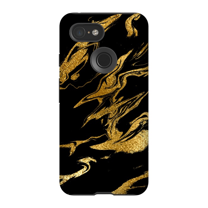 Pixel 3 StrongFit Black and Gold Luxury Marble by  Utart