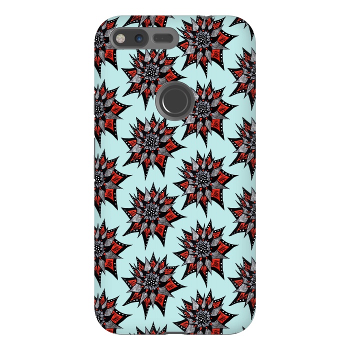 Pixel XL StrongFit Spiked Abstract Ink Drawn Flower Pattern by Boriana Giormova