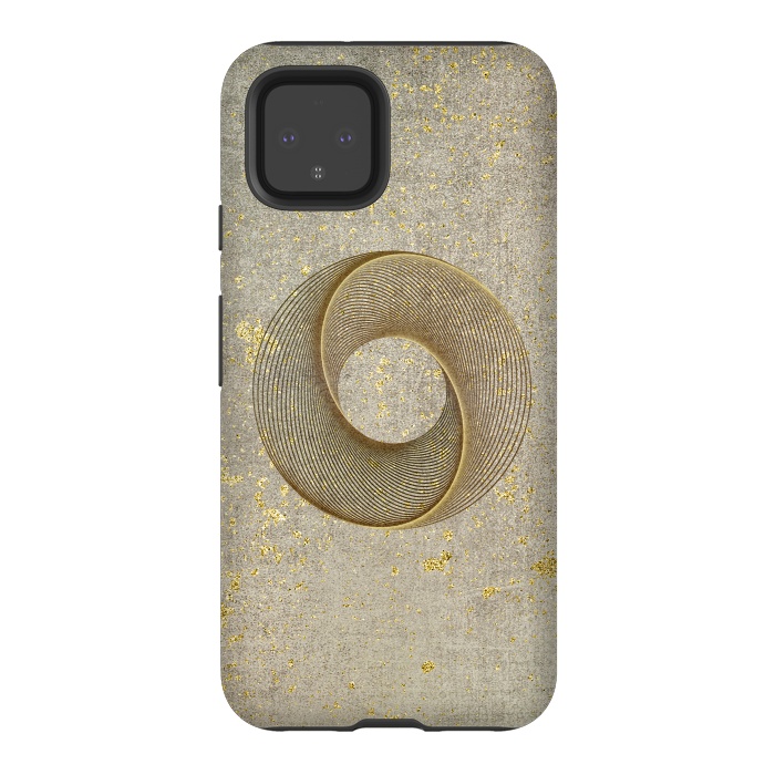 Pixel 4 StrongFit Golden Line Art Circles 2 by Andrea Haase