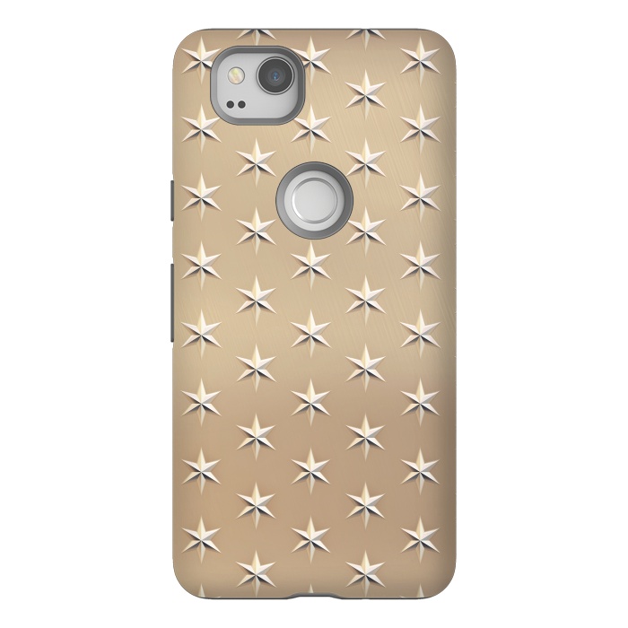 Pixel 2 StrongFit Silver Stars On  Gold by Andrea Haase