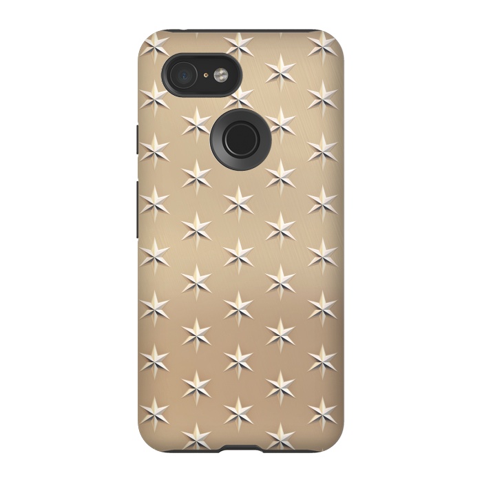 Pixel 3 StrongFit Silver Stars On  Gold by Andrea Haase